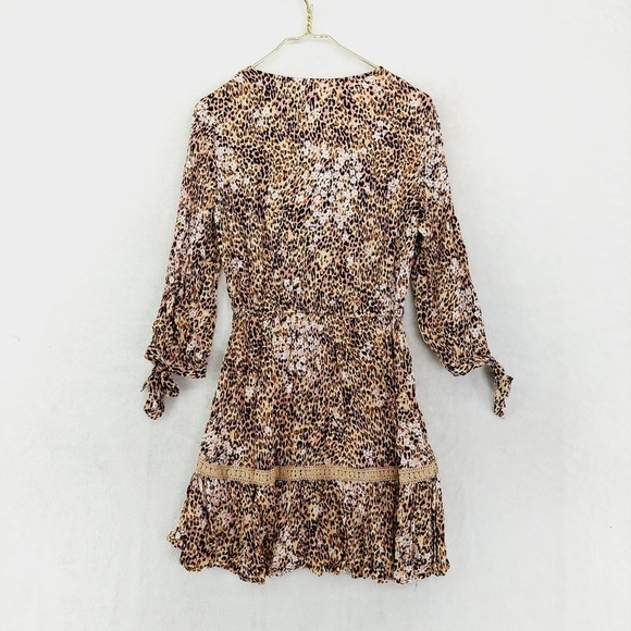 NEW  American Rag Animal-Print Brown Tan Summer Ruffle Midi Dress P3670 - Picture 5 of 9